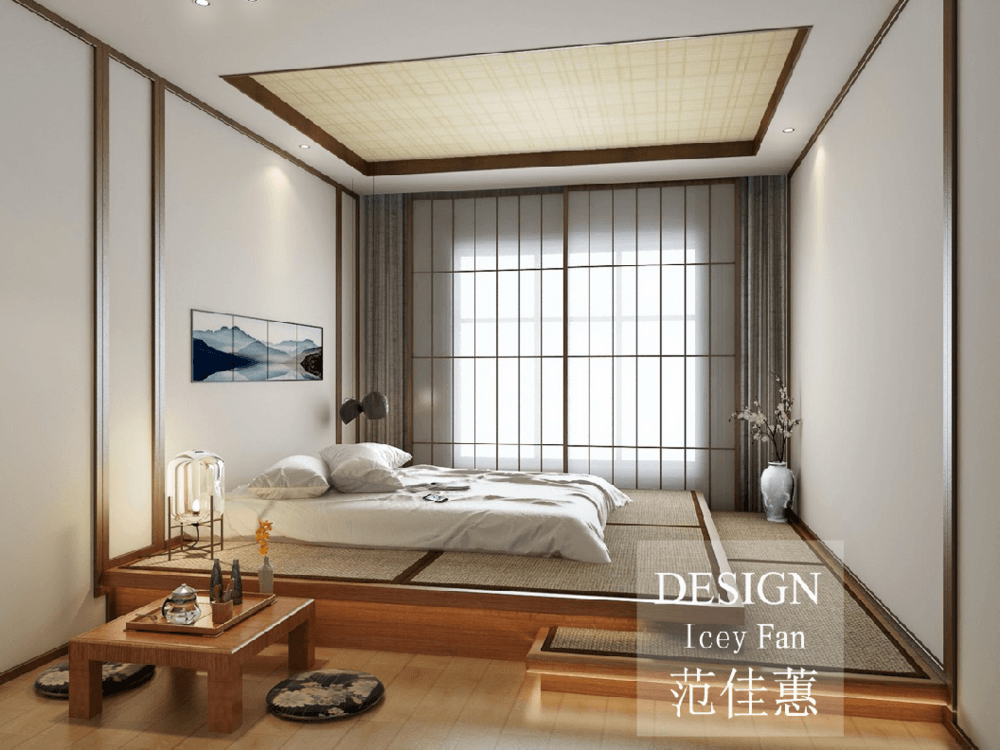 428平米日式风格别墅卧室装修效果图,门窗创意设计图