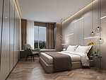 200平米现代简约风一室卧室装修效果图，背景墙创意设计图