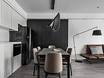 128平米现代简约风三室餐厅装修效果图，背景墙创意设计图