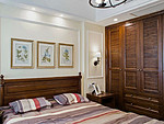 120平米美式风格三室卧室装修效果图，照片墙创意设计图
