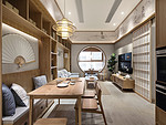150平米日式风格三室客厅装修效果图，背景墙创意设计图
