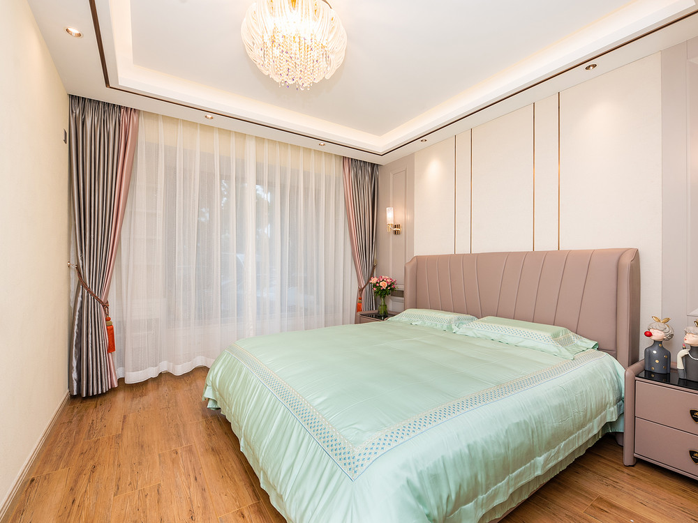 228平米北欧风格复式卧室装修效果图，窗帘创意设计图
