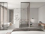 180平米现代简约风二室卧室装修效果图，隔断创意设计图