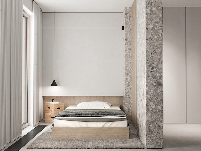 190平米现代简约风二室卧室装修效果图，背景墙创意设计图