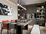 190平米新中式风格别墅餐厅装修效果图，背景墙创意设计图