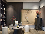 260平米新中式风格别墅休闲室装修效果图，背景墙创意设计图