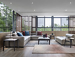 450平米新中式风格别墅客厅装修效果图，窗帘创意设计图