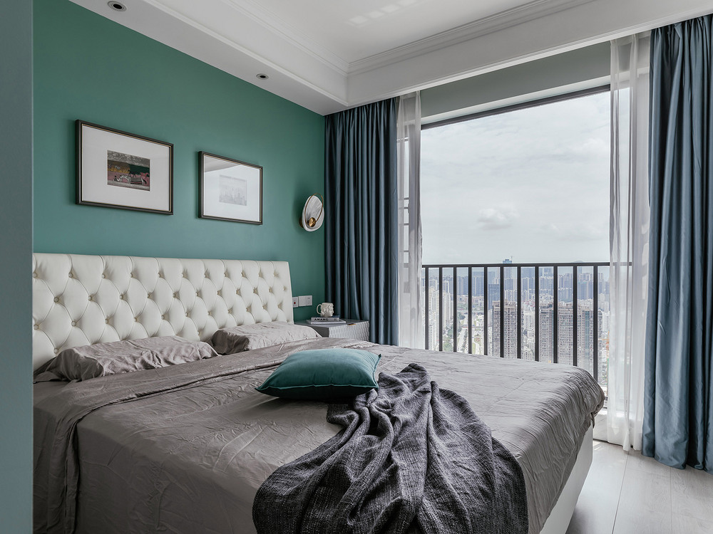 105平米地中海风格三室卧室装修效果图，照片墙创意设计图