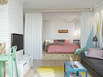 50平米北欧风格一室卧室装修效果图，隔断创意设计图