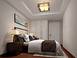110平米新中式风格三室卧室装修效果图，照片墙创意设计图