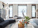 93平米新中式风格三室客厅装修效果图，门窗创意设计图