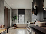 146平米新中式风格三室卫生间装修效果图，背景墙创意设计图