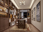 75平米新中式风格复式书房装修效果图，衣柜创意设计图