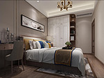 80平米新中式风格复式卧室装修效果图，照片墙创意设计图