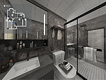 147平米轻奢风格二室卫生间装修效果图，盥洗区创意设计图