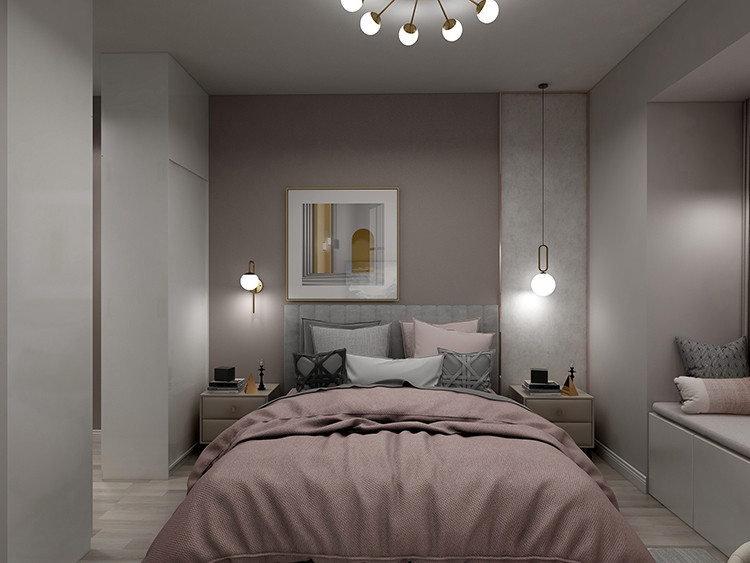 110平米北欧风格三室卧室装修效果图，背景墙创意设计图