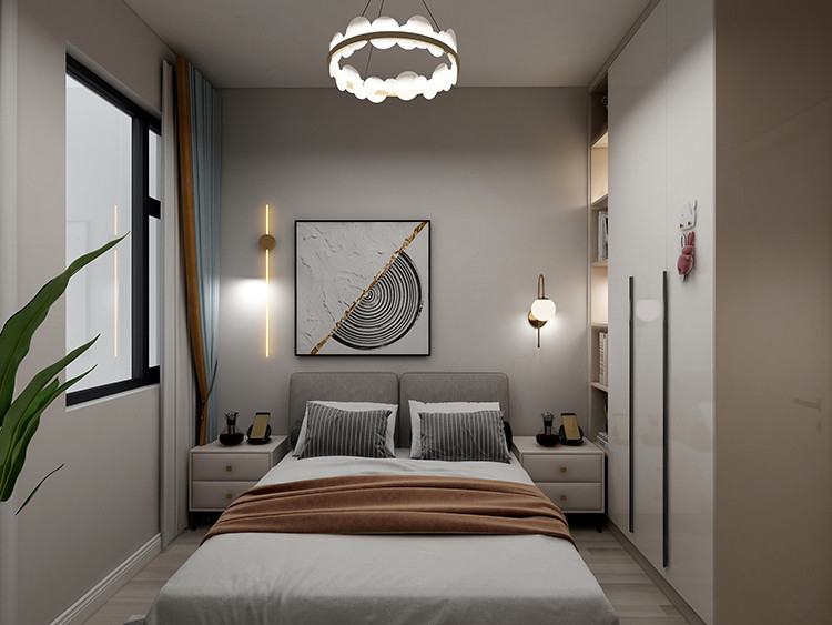 110平米北欧风格三室卧室装修效果图，背景墙创意设计图