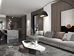 240平米现代简约风三室客厅装修效果图，墙面创意设计图