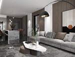 188平米现代简约风三室客厅装修效果图，墙面创意设计图