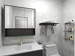 96平米现代简约风三室卫生间装修效果图，背景墙创意设计图