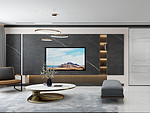 240平米现代简约风四室客厅装修效果图，背景墙创意设计图