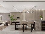 108平米现代简约风三室餐厅装修效果图，背景墙创意设计图
