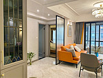 124平米美式风格三室客厅装修效果图，墙面创意设计图