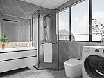 146平米新中式风格三室卫生间装修效果图，门窗创意设计图