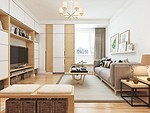 125平米日式风格二室客厅装修效果图，创意设计图