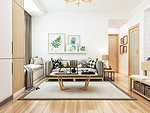 125平米日式风格二室客厅装修效果图，创意设计图