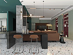 87平米北欧风格三室餐厅装修效果图，吊顶创意设计图