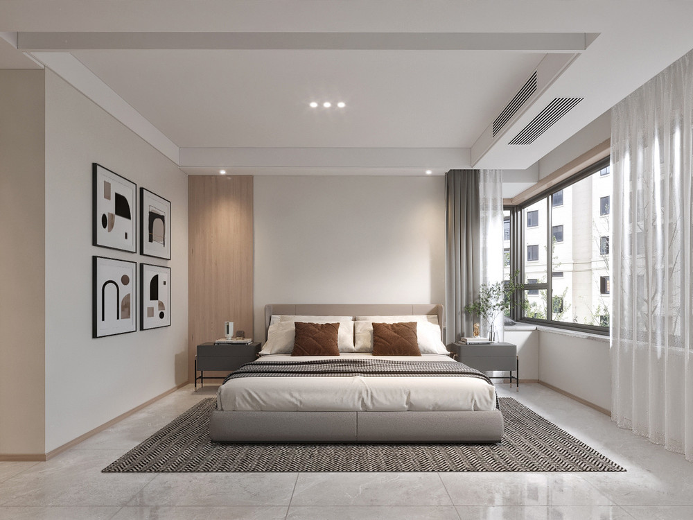 138平米现代简约风四室卧室装修效果图，墙面创意设计图
