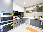 90平米新中式风格跃层厨房装修效果图，墙面创意设计图