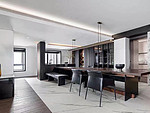 93平米新中式风格三室餐厅装修效果图，橱柜创意设计图