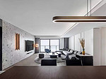 148平米新中式风格三室客厅装修效果图，背景墙创意设计图