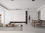 107平米现代简约风三室客厅装修效果图，墙面创意设计图
