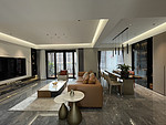 108平米现代简约风三室客厅装修效果图，背景墙创意设计图