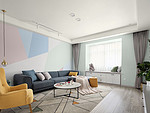 110平米北欧风格三室客厅装修效果图，背景墙创意设计图