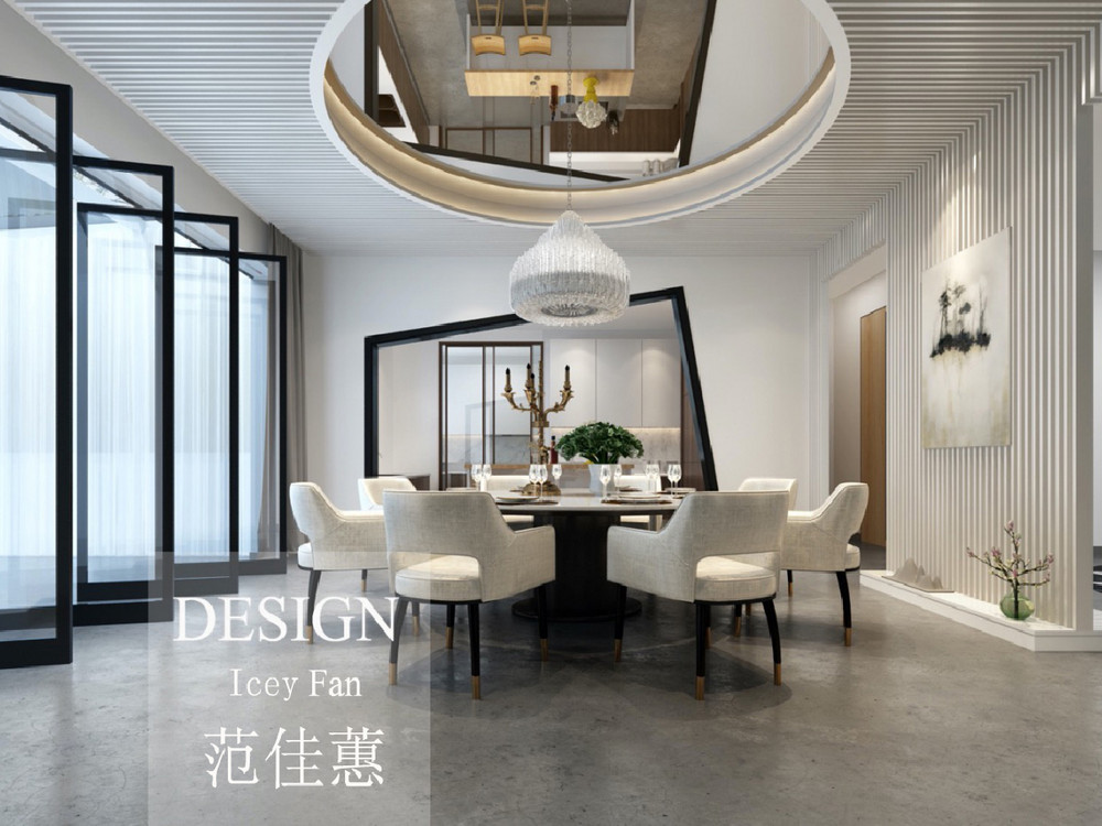 300平米简欧风格五室餐厅装修效果图，墙面创意设计图
