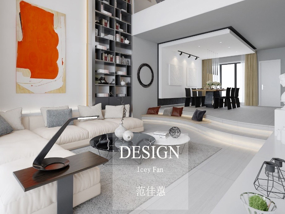 428平米日式风格别墅客厅装修效果图，隔断创意设计图