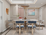 94平米轻奢风格三室餐厅装修效果图，背景墙创意设计图