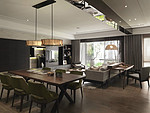 146平米新中式风格三室餐厅装修效果图，背景墙创意设计图