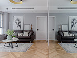 87平米北欧风格二室客厅装修效果图，照片墙创意设计图