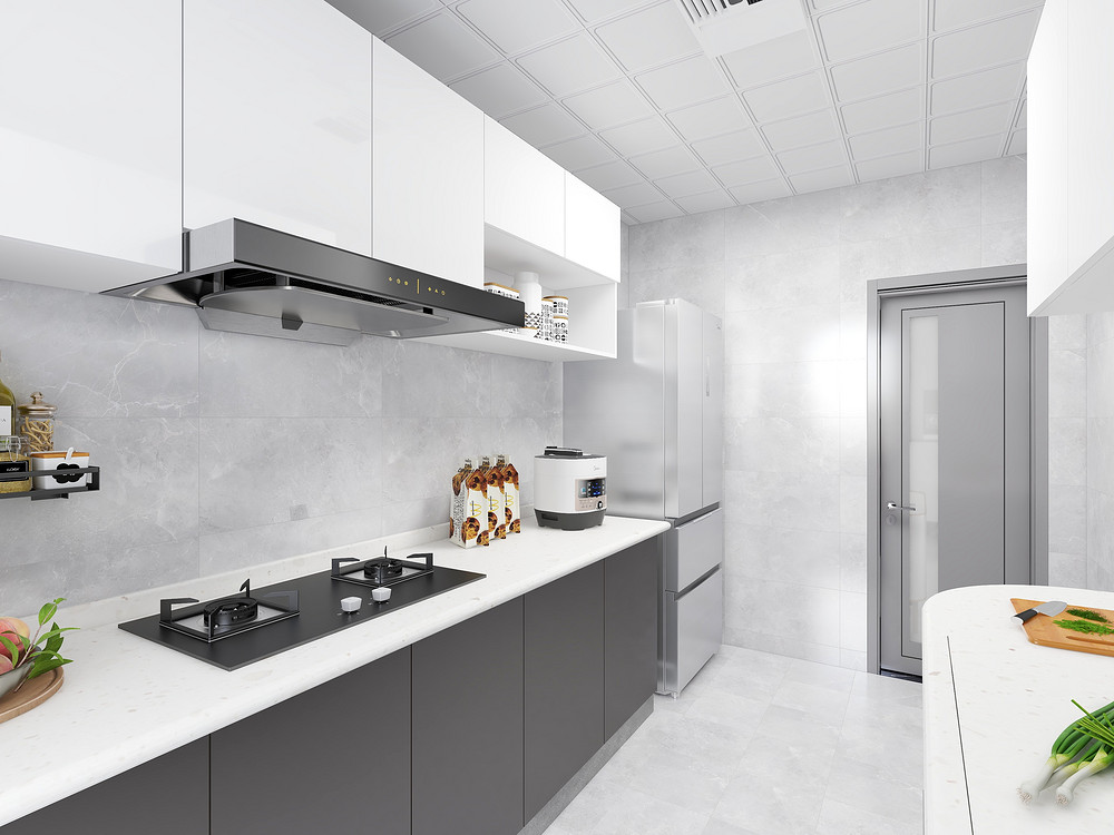 138平米轻奢风格四室厨房装修效果图，橱柜创意设计图