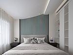 210平米现代简约风复式卧室装修效果图，背景墙创意设计图
