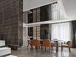 210平米现代简约风复式餐厅装修效果图，背景墙创意设计图
