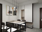 110平米现代简约风三室餐厅装修效果图，背景墙创意设计图