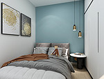 95平米现代简约风三室卧室装修效果图，背景墙创意设计图
