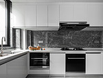 130平米现代简约风三室厨房装修效果图，橱柜创意设计图