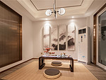 215平米新中式风格别墅茶室装修效果图，背景墙创意设计图
